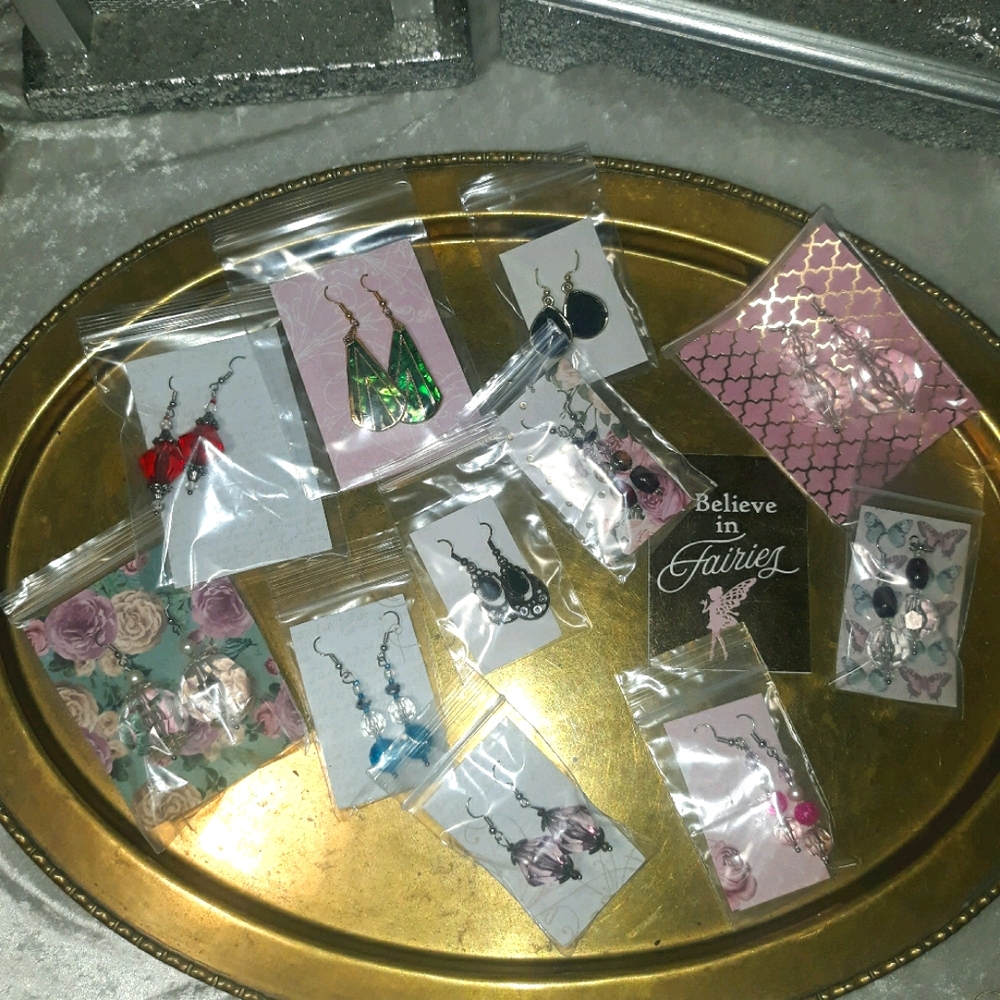 11 pairs of handmade earrings